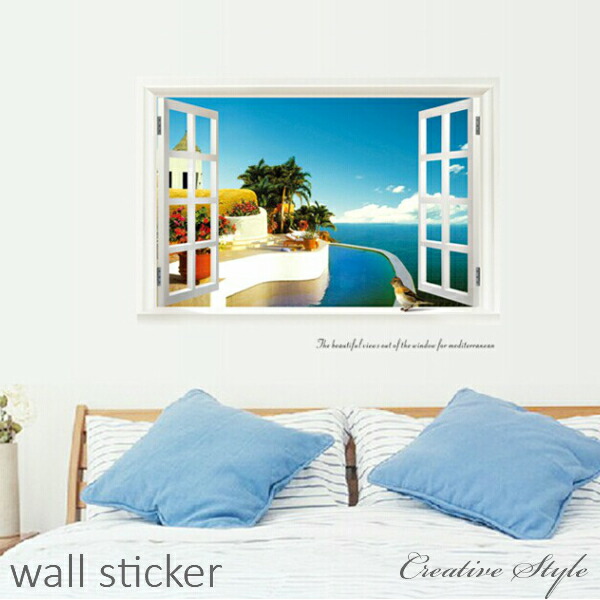 Creative Style Mediterranean Sea Window Coast Landscape Color