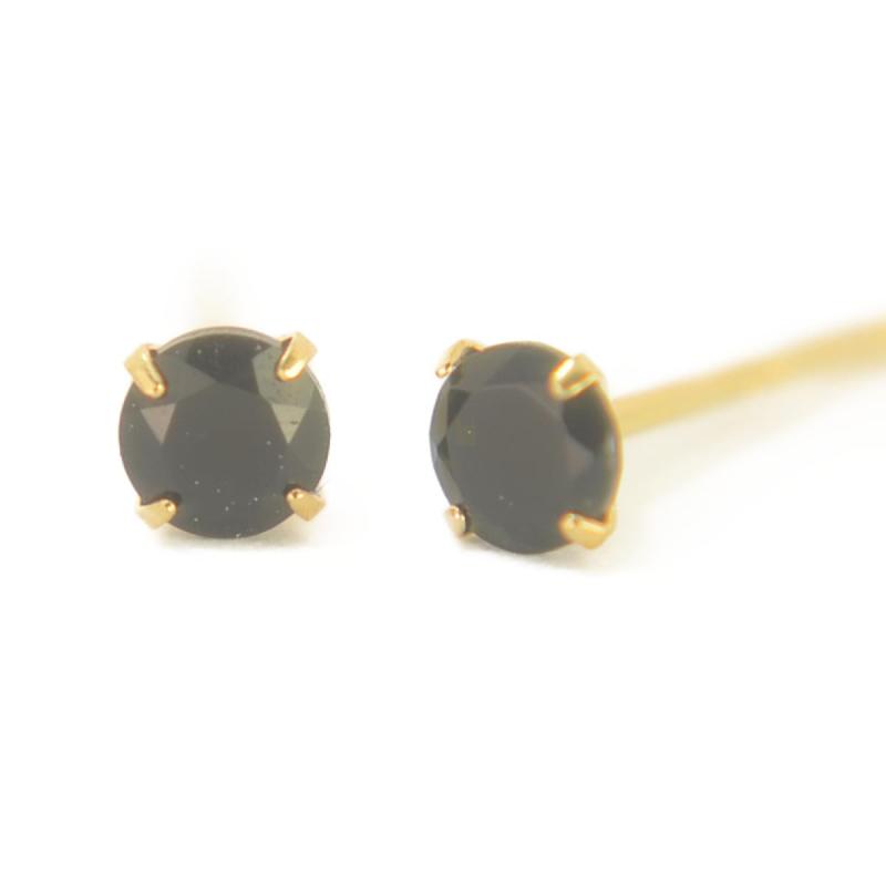 K18天然ブラックオニキスピアス 【1ペア 両耳販売】 ブラックオニキス ピアス イエローゴールド ピアス K18 k18 K18YG k18yg 18金 yokomountain 8,950円
