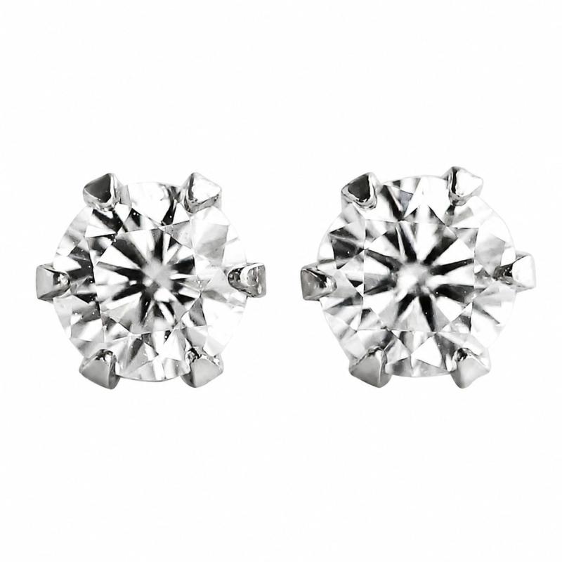 【ダイヤモンドワールド】ダイヤモンド ピアス 両耳合計0.20ct（2石）PT900 プラチナ 一粒 スタッド 6本爪 天然 無色透明 ダイヤピアス レディース メンズ｜クリエイティブグローバル