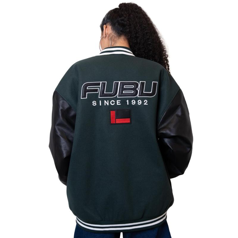 [FUBU] ブルゾン スタジャン フライトジャケット メンズ レディース 長袖 アウター メルトン 合皮切り替え 大きいサイズ アメカジ ストリートファッション