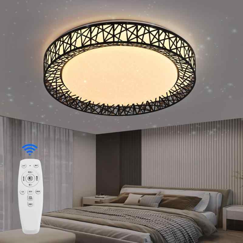 LED シーリングライト 星空効果 35W 無段階調光調色タイプ 6~8畳 常夜灯 モード メモリ機能 照明器具 電球色 昼光色 3000k-6000k 天井 和風 玄関 門灯 廊下 和室 おしゃれ 台所 洗面所 トイレ 引掛