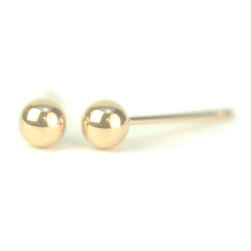 セカンドピアス 18金 軸太 K18PGピンクゴールド丸玉ピアス 4mm ピアス芯幅太長めタイプ 太さ0.8mm長さ12mm 1ペア両耳販売 ボールピアス ピンクゴールド 18金 K18pg 幅太 福耳 yokomountain