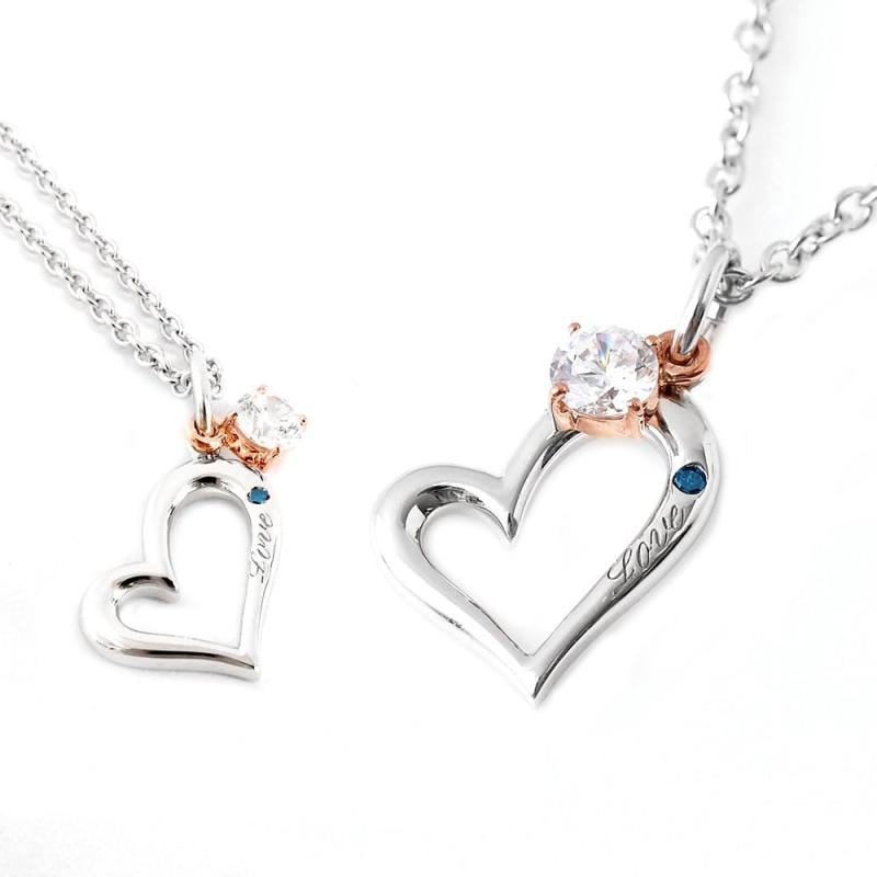 ペアネックレス ブルーダイヤモンド シルバー925 メンズ レディース セット Love Forever 重なる close to me ペアアクセサリー SN13-125-126