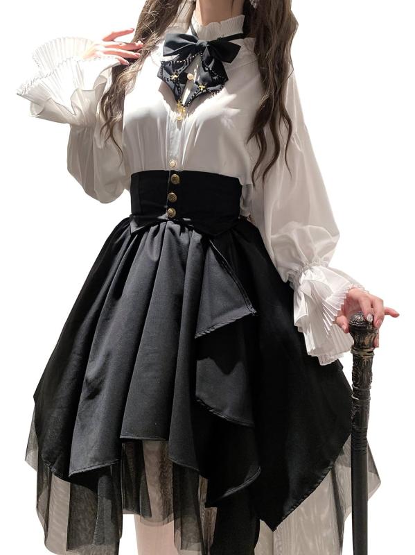 [ＷＡＮＳＨＩＸ] ゴシック 服 レディース 長袖 リボン ブラウス チュールスカート 3点 上下セット かわいい ロリーター 姫系 地雷系 春秋冬｜クリエイティブグローバル