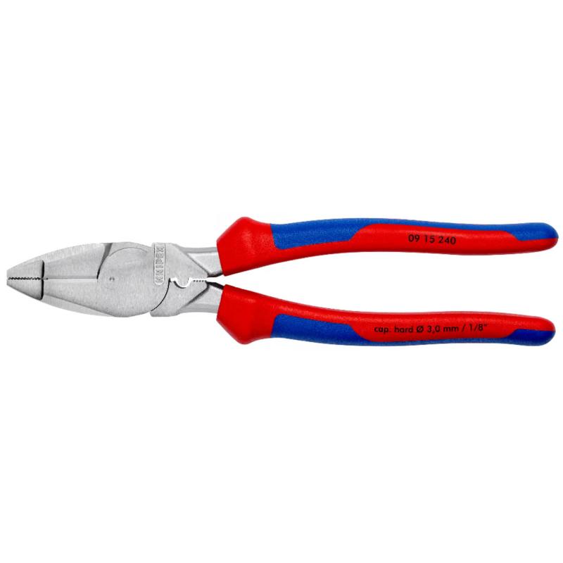 KNIPEX クニペックス 圧着付き架線工事用強力ペンチ コンフォートグリップハンドル クロムメッキ仕様 全長240mm 0915-240
