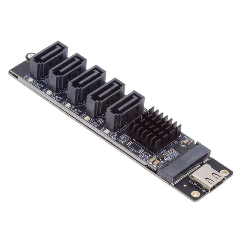 cablecc 10Gbps USB-C 5ポート Type-C - 6Gbps NGFF B+M キー SATA アダプター コンバーター PM ポート マルチプライヤー セレクター JMB575 JMS580