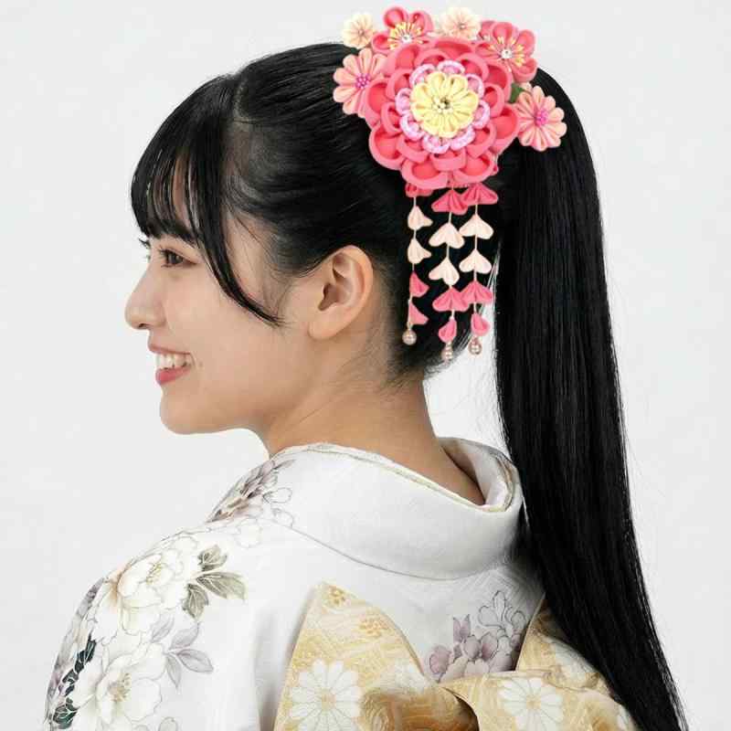 髪飾り2点セット 振袖 成人式 卒業式 七五三 つまみ細工 花 ちりめん wk-292