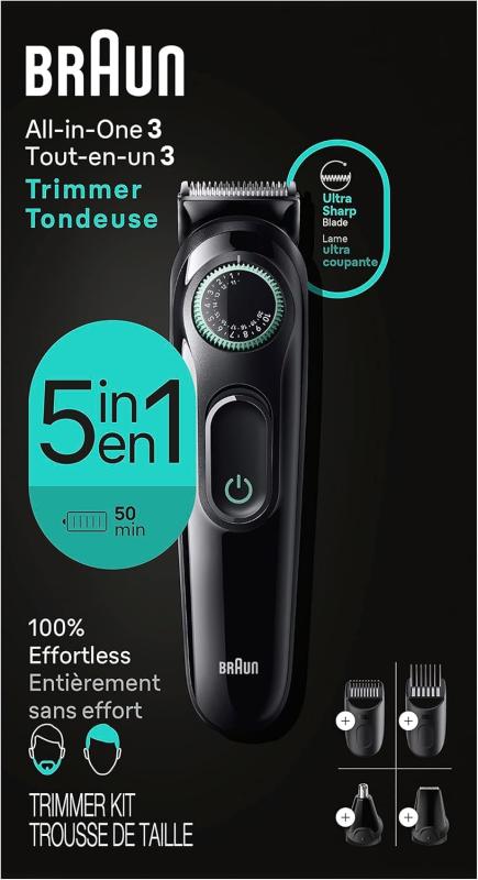 Braun ブラウン オールインワン スタイルキット シリーズ3 3450 5in1 トリマー ヒゲトリマー 耳鼻トリマー バリカン その他 超鋭い刃 長さ40段階で洗濯可能