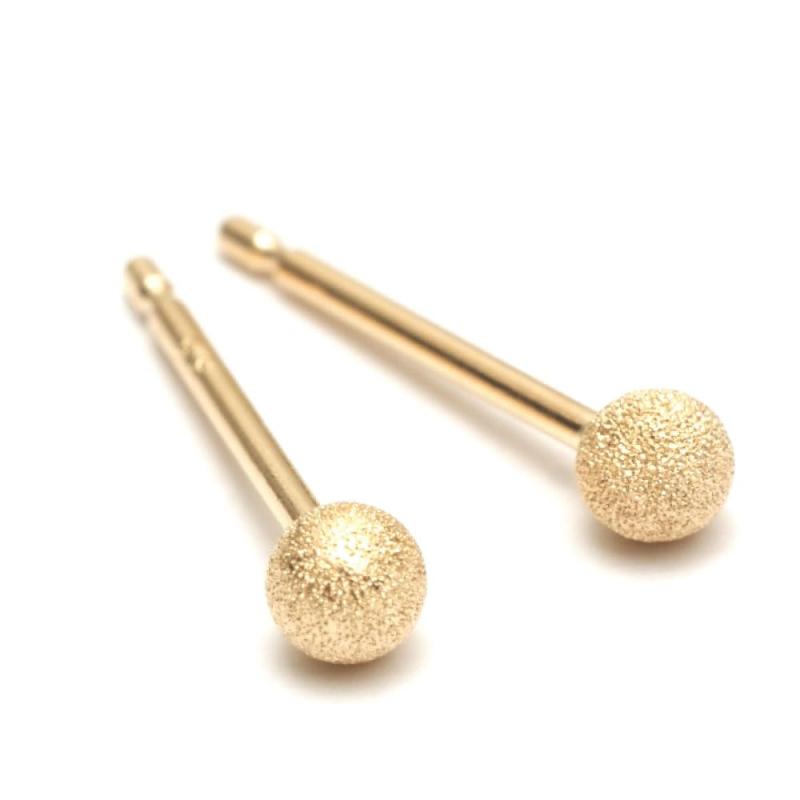 A.UN jewelry 二つ目ピアス 18金 閃光電球どんぶり鉢 丸 つけっぱなし 軸太 ピアス 地金