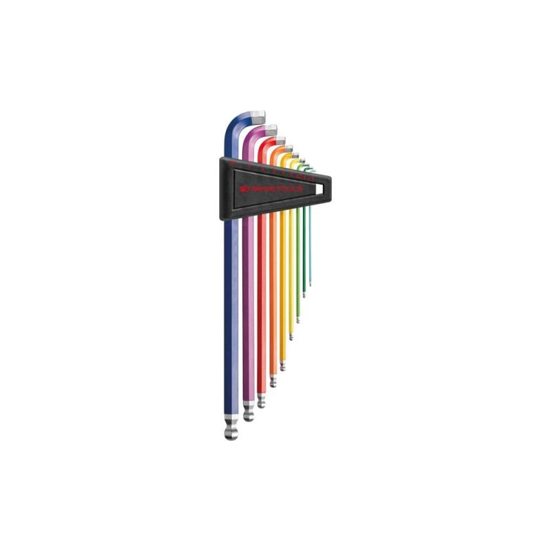 PB SWISS TOOLS ２２２２ＬＨ－１０ＲＢ マルチアングルボール付ロングレインボー六角レンチセット