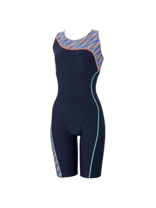 Speedo(素早さ) 【フィジカルフィットネス用】レディース Asymmetry Loosen Kneeskin アシンメトリールースンニースキン ニースキン/オールインワン海水着 SFW12403 4分丈 相応う感 伸ばすこと