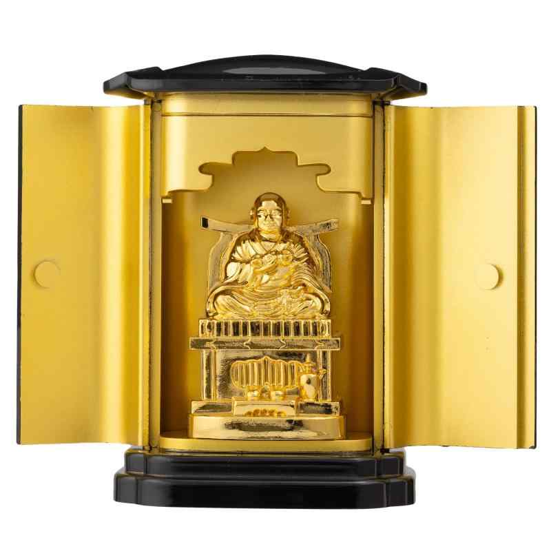 仏像 弘法大師(純金メッキ) パソコン厨子入り口・入口＿『真言宗』 空海 陵丘銅器 (こうぼうだいしpcZ