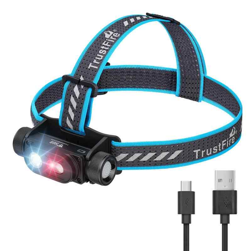 Trustfire 前照灯 USB-C申し受ける式 LED天々照明ランプ 1350lm H6R懐中照明ランプ 豪然たる 高明快さ 超軽さ 18650乾電池 閃光電球ともし火 CRI95高演色LED 180度角度合わせる 白光＆赤光/8つ点灯流行り物