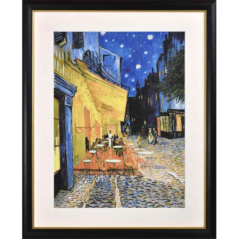 晴れの街ギャラリー 絵画 額絵 ゴッホ 『夜のカフェテラス』 額入り ［紐、フック付］