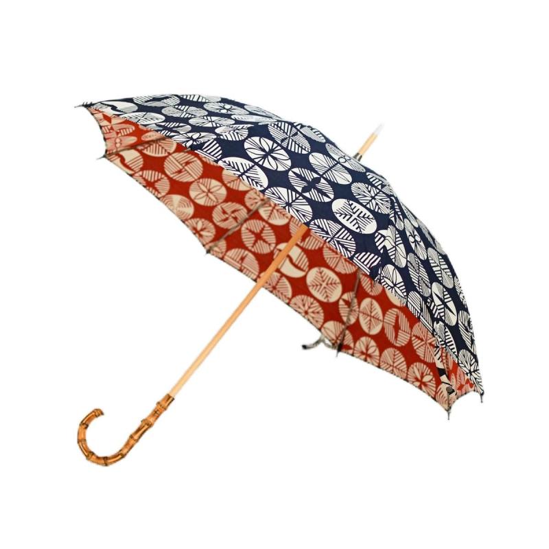 日本製 伊砂文様 長傘 50ｃｍ レディース 晴雨兼用 手開き 傘袋付き 風呂敷 和柄 UVカット 小宮商店