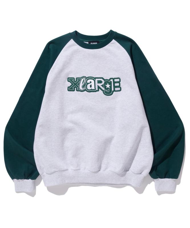 XLARGE スウェットRAGLAN CREWNECK SWEATSHIRTメンズ|クリエイティブグローバル