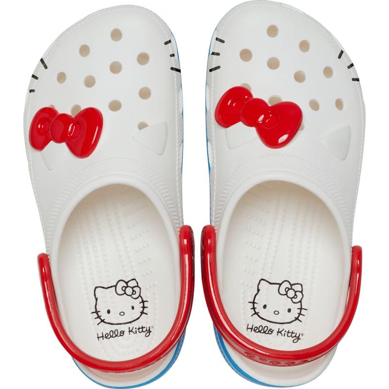 crocs ハローキティコラボ　厚底サンダル ハローキティ×クロックスのコラボシューズ、特大リボン付き厚底