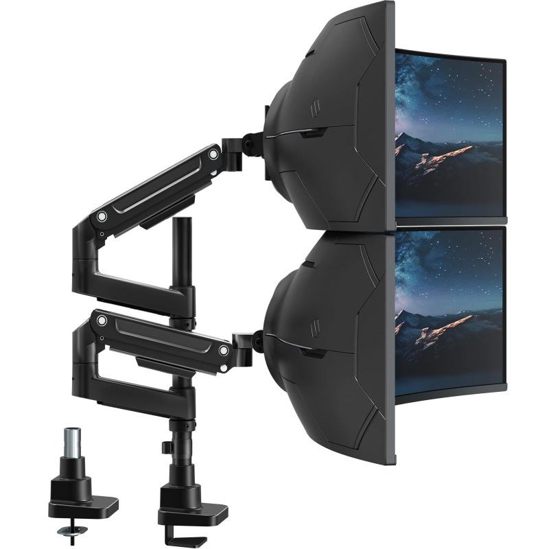 WORLDLIFT モニターアーム デュアル 17～49インチ対応 上下2画面 ロングポール50cm 耐荷重2～20kg/アーム グロメット式&クランプ式 VESA規格対応