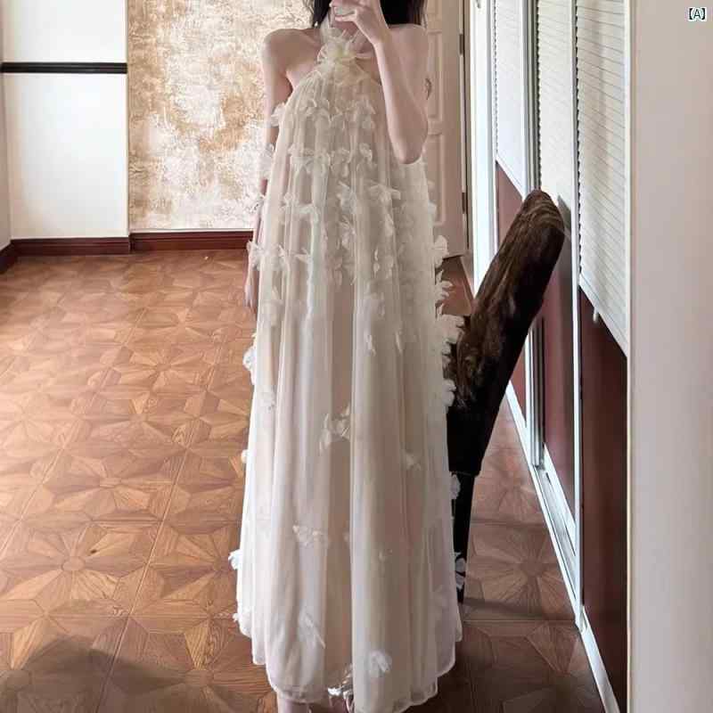 ウェディングドレス レディース 中国 花嫁 敬酒服 海辺 リゾート バックレス ハートネック 立体 花飾り 軽量 春夏 ビーチウェディング かわいい 綿素材 伸縮性|クリエイティブグローバル