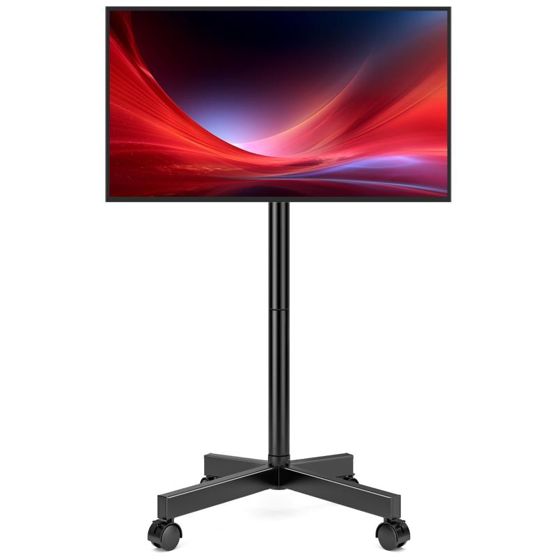 23～60インチ液晶LEDフラット/曲面スクリーンテレビ用モバイルTVスタンド、最大77ポンド（約35kg）対応TVカート、傾斜・高さ調節可能なローリングTVスタンド、車輪付きポール式フロアTV、最