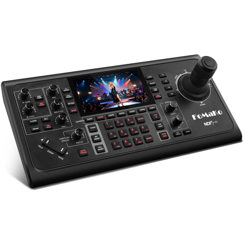 FoMaKo PTZ コントローラー PoE対応 LCDスクリーン付き ライブ配信用 IP Visca PELCO D/P RS232 RS485対応 PTZカメラ コントロール用
