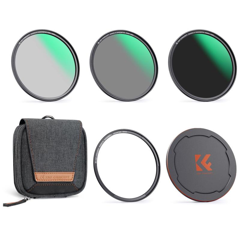 K&F Concept 磁気アダプターリング+CPL+ND8+ND64+マグネットレンズキャップ 5点セット