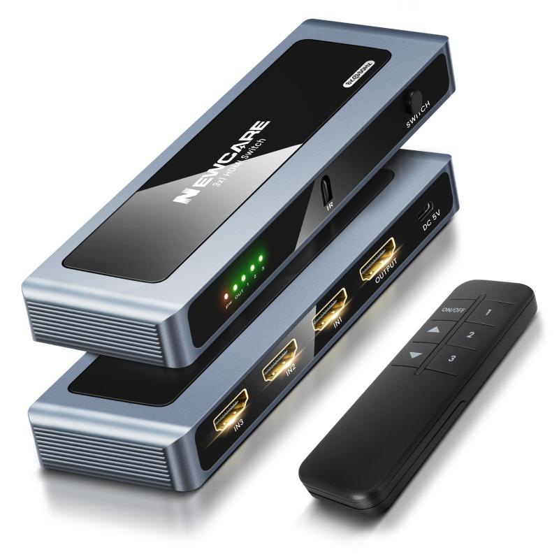 NEWCARE HDMI切替器 8K@60Hz 3入力1出 4K@120Hz 同側ボタン切替 3ポート対応 映像出力 ゲーム機・PC・テレビ用画像