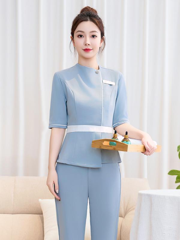 美容院制服 レディース セットアップ 大きいサイズ ゆったり 体型カバー 着痩せ お腹周り 二の腕カバー エステ服 ネイルサロン スタッフ用 ユニフォーム ワークウェア 長袖 トップス パンツ 上下セット 高級感 エレガント きれいめ 大人 かわいい 無｜クリエイティブグローバル