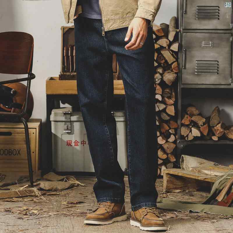 デニムパンツ メンズ 男性用 ズボン ストレートパンツ ボトムス ジーパン ジーンズ 秋用 秋冬 伸縮性 ストレッチ素材 ヴィンテージ風 レトロ感 ワークパンツ カジュアル アメカジ シンプル 無地 ウォッシュ加工 テーパードシルエット ゆったり 体型カ｜クリエイティブグローバル