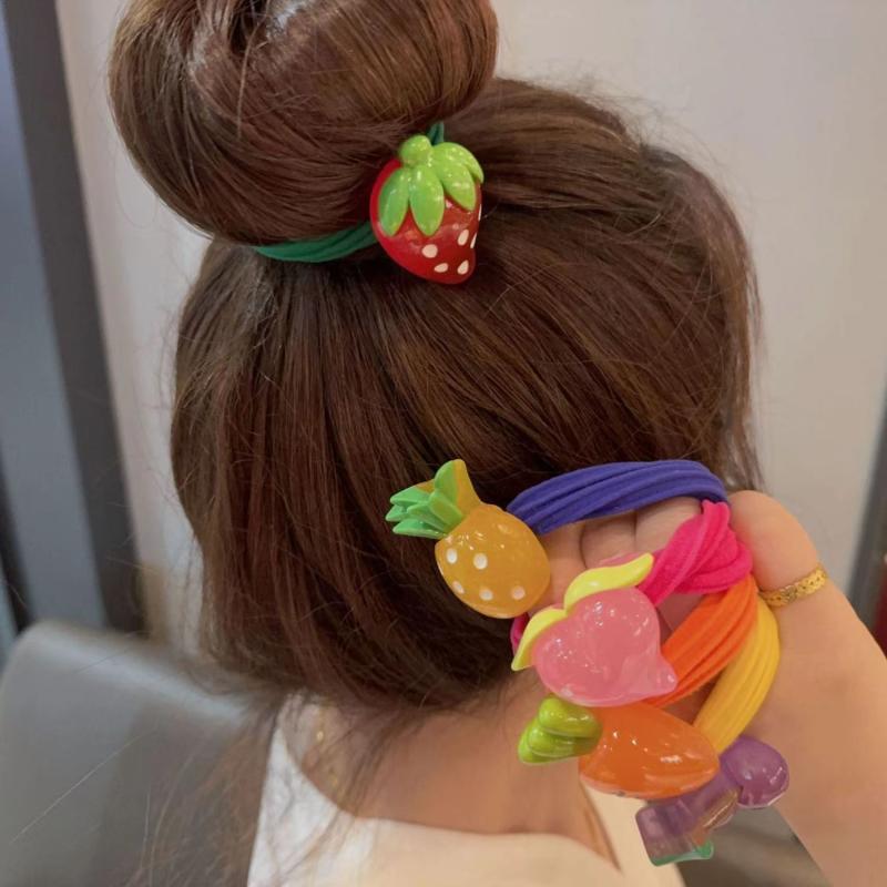ヘアゴム キッズ 子供 女の子 かわいい 果物 モチーフ 髪飾り ヘアアクセサリー フルーツ柄 ゼリーカラー ネオンカラー 夜光 蓄光 ポップ カジュアル 髪留め 髪ゴム カラフル お出かけ用 おしゃれ デイリー ファッション小物｜クリエイティブグローバル