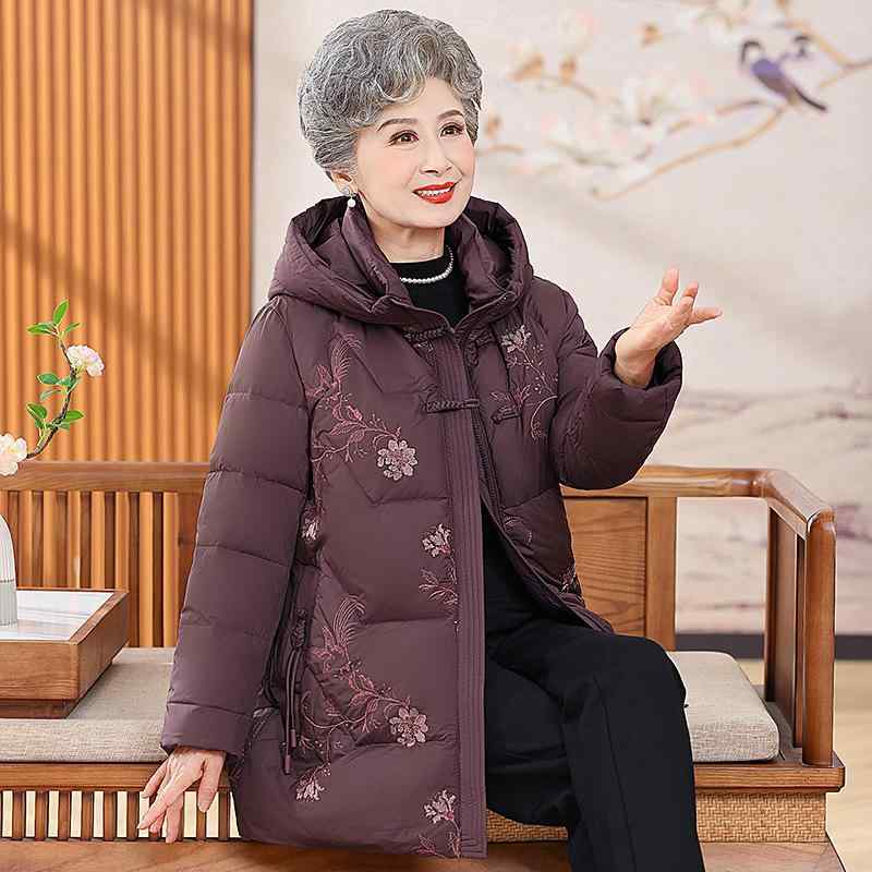 ダウンコート レディース 中高年 シニア 冬服 ロング丈 アウター 羽毛ジャケット 白鴨絨 厚手 防寒 保温性 軽量 暖かい ゆったり 大きいサイズ 体型カバー 高齢者 ママ 上着 秋冬物 婦人服 ロングコート フードなし 無地 シンプル ベーシック カ｜クリエイティブグローバル