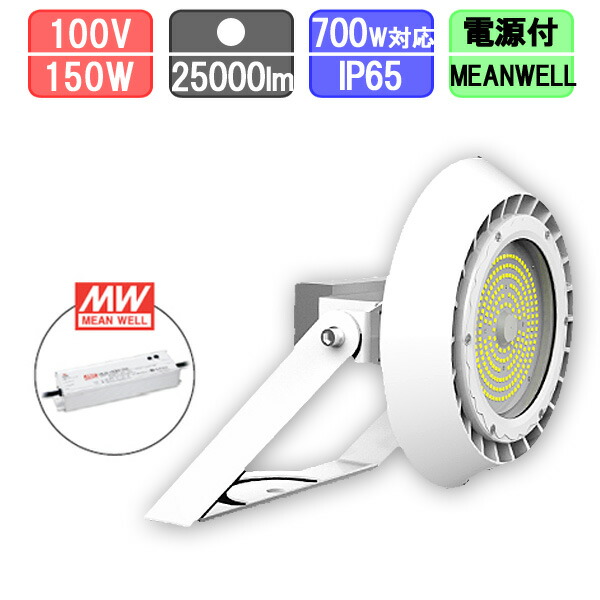 高天井用投光器 LED 水銀灯700W対応 ブラケット型 防塵・防水 IP65 25000lm MEANWELL別置き電源