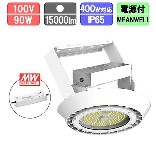 高上昇限度用写真用照明 LED マーキュリー灯400W相応う 直付型 防塵・雨合羽 IP65 15000ルーメン MEANWELL別置きワット数