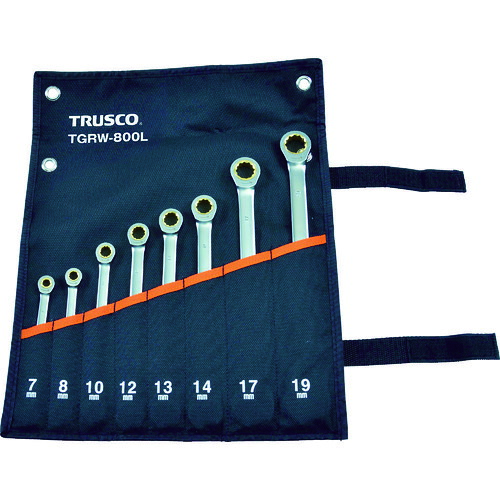 オレンジ色読みもの トラスコ中山 ＴＲＵＳＣＯ ラチェットコンビネーションレンチセット（ロング手合い）８本組 TGRW800L                      3100