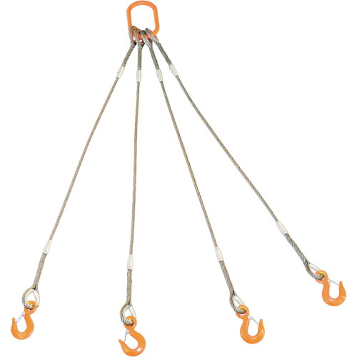 オレンジ色読みもの トラスコ中山 ＴＲＵＳＣＯ ４本吊りＷスリング 引っ掛かり付き添い人 ６粍Ｘ３ｍ GRE-4P-6S3