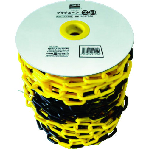 オレンジ色読みもの トラスコ中山 ＴＲＵＳＣＯ プラチェーン ６ＭＭＸ５０Ｍ 黄／黒 TPC-6YB-50