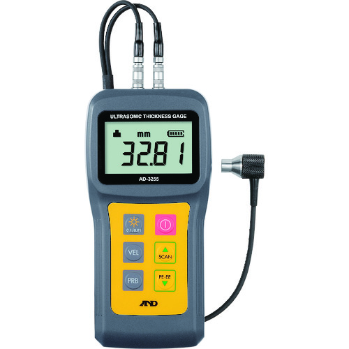 オレンジ色読みもの トラスコ中山 Ａ＆Ｄ 超音波厚さ計 ＡＤ３２５５ 原則として（ＩＳＯ）目盛り調整付（精神測定検査記録書＋トレサビリティ取り合わせ図） AD325500A00                   8503