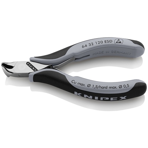 オレンジ色読みもの トラスコ中山 ＫＮＩＰＥＸ エレクトロニクスエンドカッティングニッパー オブリケ（１５°傾斜角度） ＥＳＤ手持ち部分（静電気押しとどめる） 6432120ESD                    2316