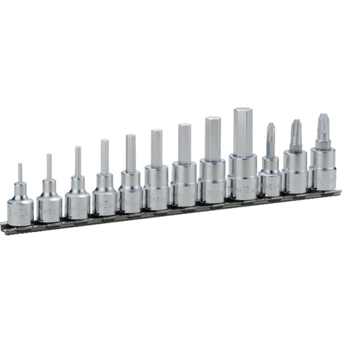 オレンジ色読みもの トラスコ中山 ＴＯＮＥ ヘキサゴンソケットセット（保持者付） １２ｐｃｓ 差込角９．５粍 HH312                         8100