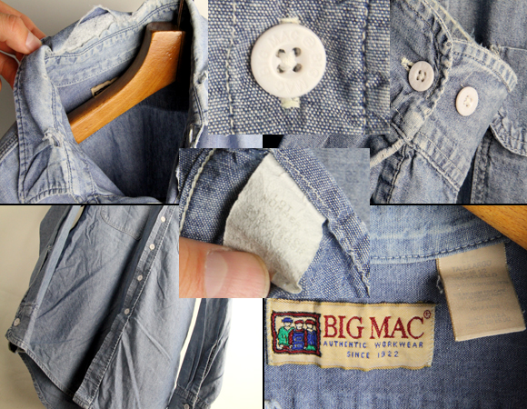 【楽天市場】1980年代BIG MAC ビッグマックシャンブレーシャツ（古着・ヴィンテージ）【中古】：古着屋creepdive