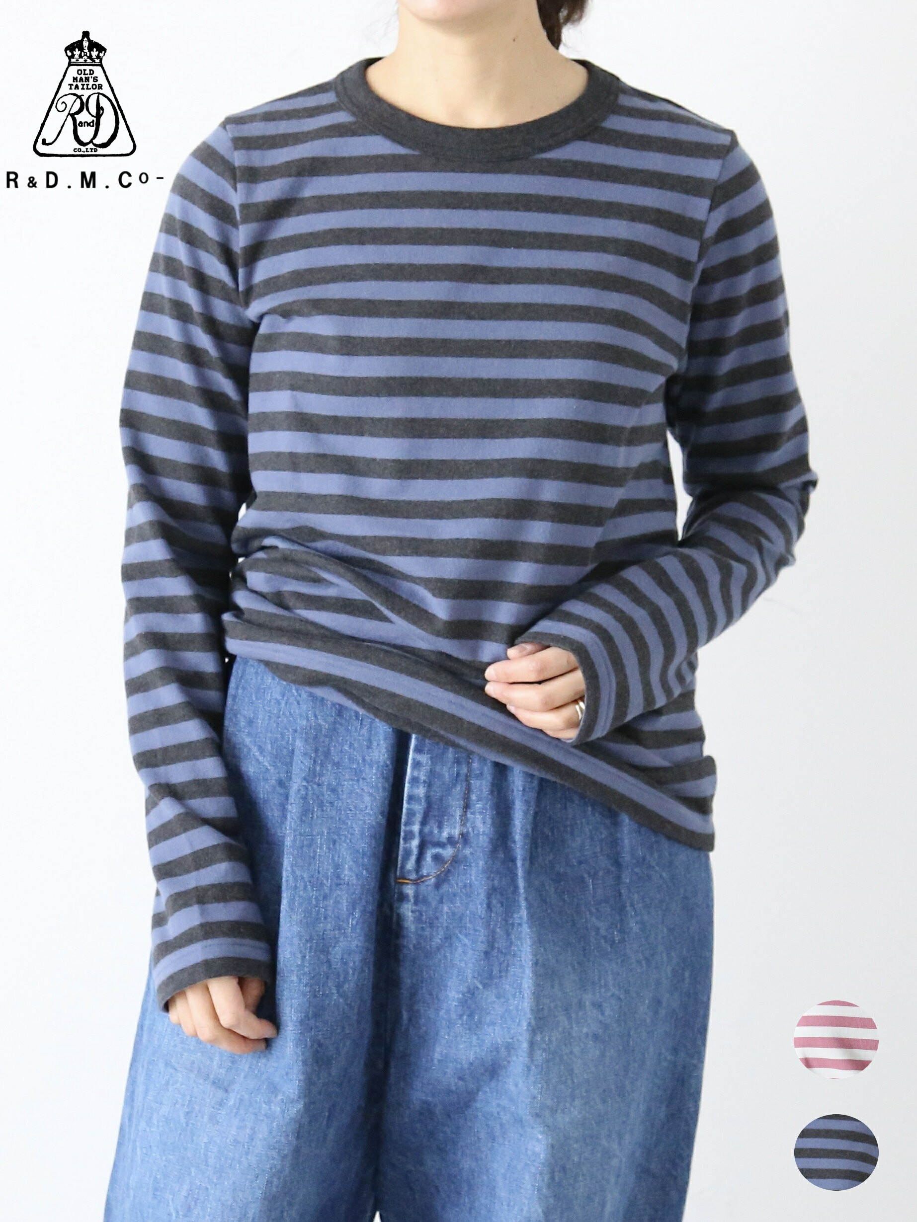 R&D.M.Co- 裏起毛ボーダークルーネックロングスリーブTシャツ [7012]｜クレエ　店