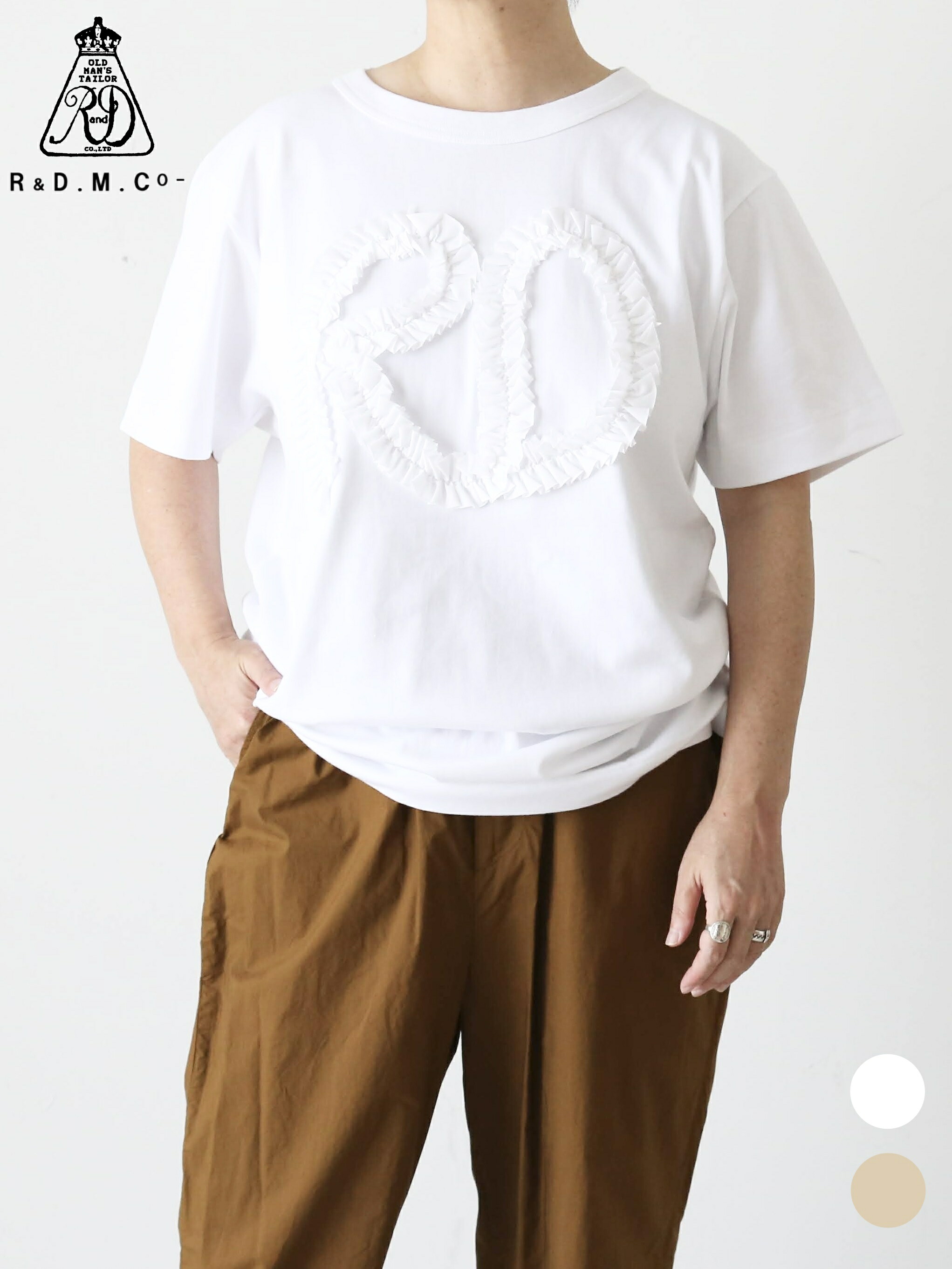 R&D.M.Co- メンズR.Dフリルエンブロイダリー ハーフスリーブTシャツ [7623]