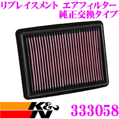 【まもなく終了19日迄！抽選で最大77,777ポイント】 K&N 純正交換フィルター 33-3058 ホンダ FK2 シビック用 リプレイスメント ビルトインエアフィルター 純正品番17220-RPY-G00対応