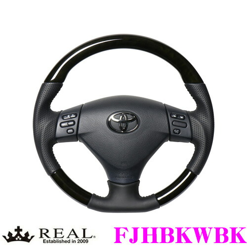 【ほぼ全品P2倍以上！ 4/18限定】 REAL レアル FJHBKWBK FJH-BKW-BK ステアリング トヨタ 30系 ハリアー用 オリジナルシリーズ ブラックウッド(ブラックステッチ) スタンダードレザー ベースボールステッチ ハンドル