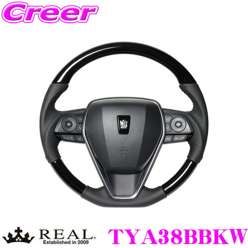 REAL レアル TYA38BBKW TYA-38BBKW ステアリング トヨタ 50系 RAV4 / 220系 クラウン / 210系 カローラ / ダイハツ 70系 アルティス等用 オリジナルシリーズ 38Bブラックウッド(ブラックステッチ) スタンダードレザー ベースボールステッチ ハンドル｜クレールオンラインショップ