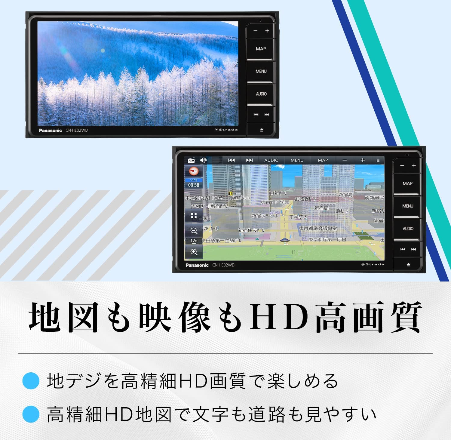 パナソニック ストラーダ CN-HE02WD ハイレゾ ナビ CD HD液晶 200mm 大