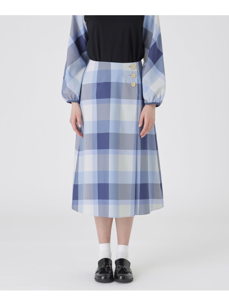 【SALE／17%OFF】クレストブリッジチェックラップ風スカート BLUE LABEL CRESTBRIDGE ブルーレーベル / ブラックレーベル・クレストブリッジ スカート ミニスカート ブルー パープル【RBA_E】【送料無料】[ Fashion]｜BLUELABEL BLACKLABEL CRESTBRIDGE