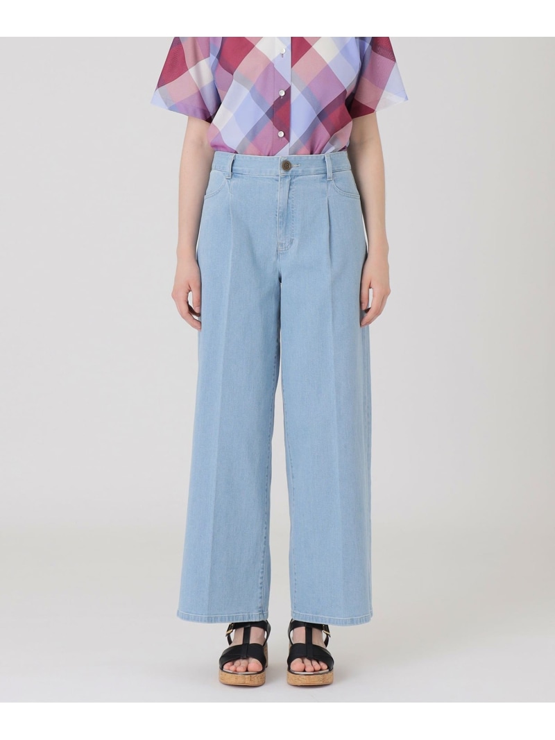 ストレッチデニムワイドパンツ BLUE LABEL CRESTBRIDGE 青色付け札 / ブラックレーベル・クレストブリッジ ズボン下 余分の物のズボン下 青色【貨物輸送無料】[ Fashion]