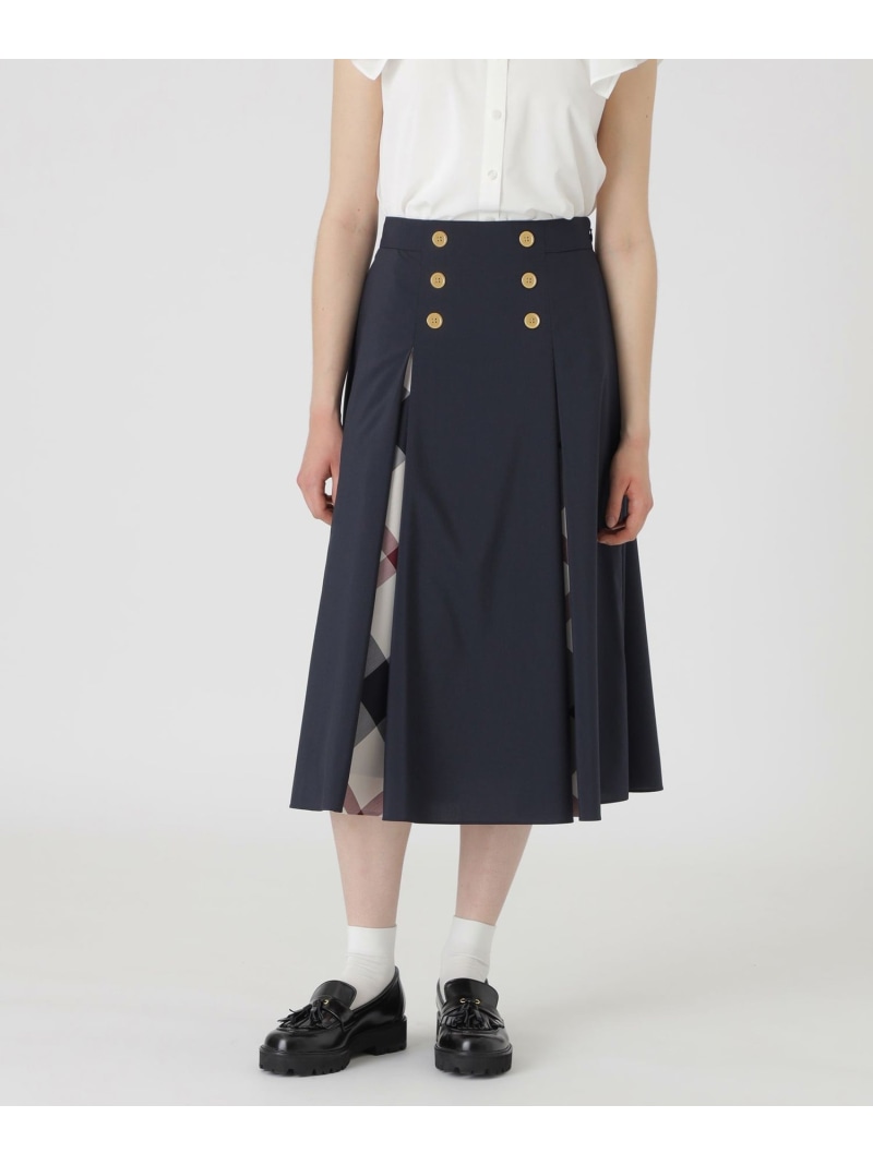 【SALE／25%OFF】ウォッシャブルストレッチマリンスカート BLUE LABEL CRESTBRIDGE ブルーレーベル / ブラックレーベル・クレストブリッジ スカート ミニスカート ベージュ ネイビー【RBA_E】【送料無料】[ Fashion]｜BLUELABEL BLACKLABEL CRESTBRIDGE