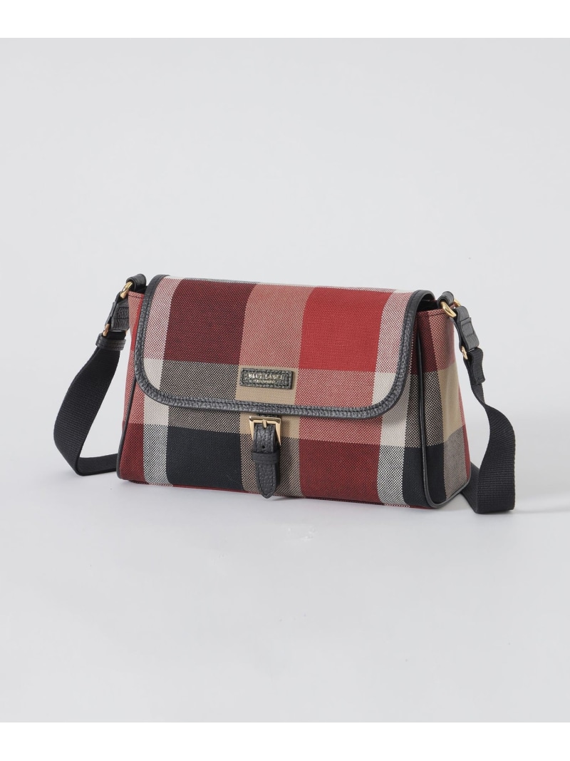 【SALE／21%OFF】クレストブリッジチェックキャンバスかぶせショルダー BLUE LABEL CRESTBRIDGE ブルーレーベル / ブラックレーベル・クレストブリッジ バッグ その他のバッグ ベージュ レッド【RBA_E】【送料無料】[ Fashion]｜BLUELABEL BLACKLABEL CRESTBRIDGE